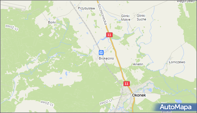 mapa Brokęcino, Brokęcino na mapie Targeo