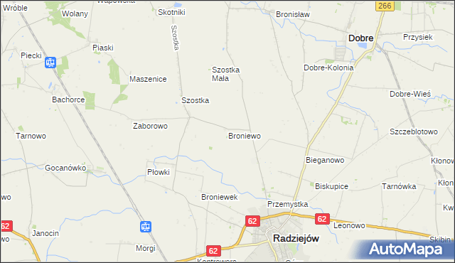 mapa Broniewo gmina Radziejów, Broniewo gmina Radziejów na mapie Targeo