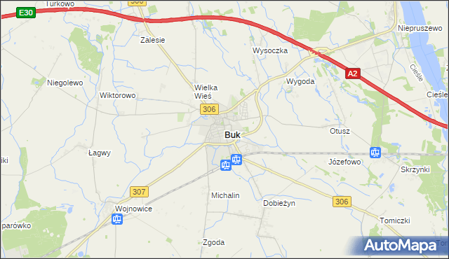 mapa Buk powiat poznański, Buk powiat poznański na mapie Targeo