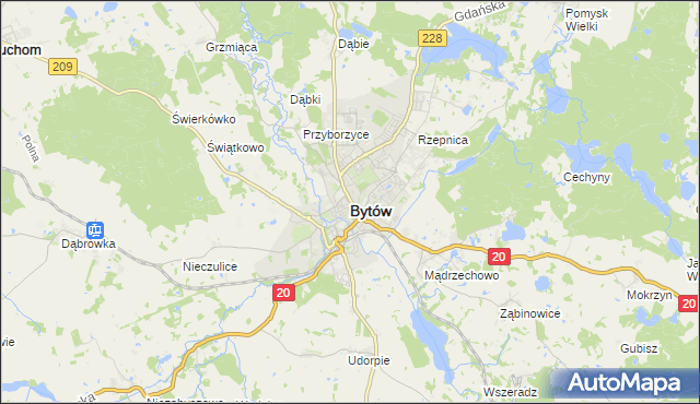 mapa Bytów, Bytów na mapie Targeo