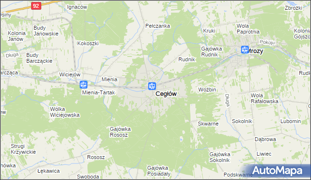 mapa Cegłów powiat miński, Cegłów powiat miński na mapie Targeo