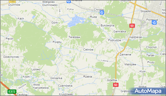 mapa Celinów gmina Dębe Wielkie, Celinów gmina Dębe Wielkie na mapie Targeo