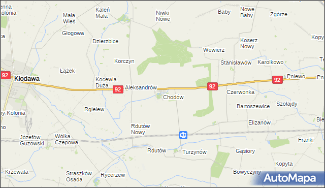 mapa Chodów powiat kolski, Chodów powiat kolski na mapie Targeo