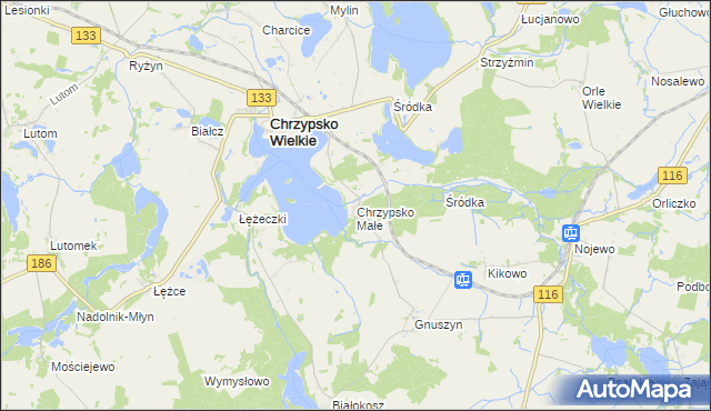 mapa Chrzypsko Małe, Chrzypsko Małe na mapie Targeo