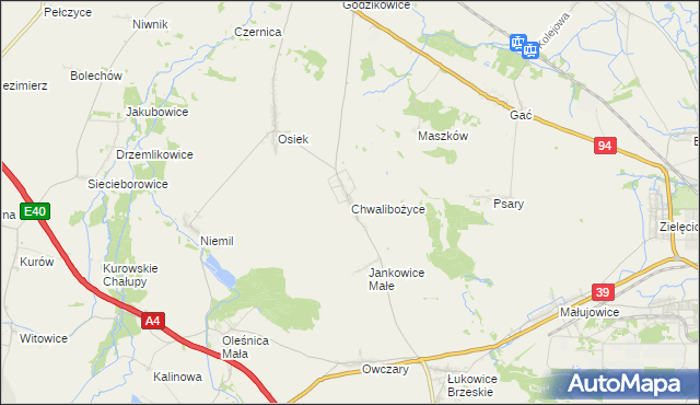 mapa Chwalibożyce, Chwalibożyce na mapie Targeo