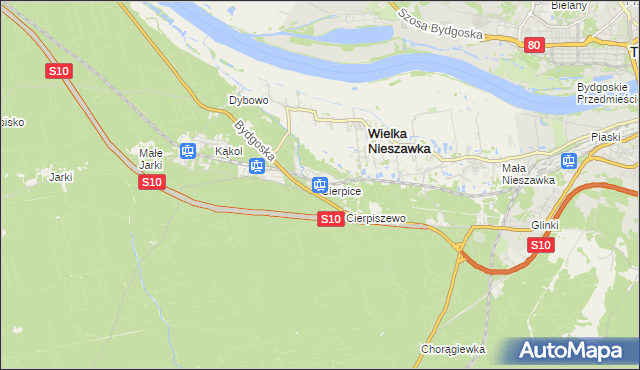 mapa Cierpice gmina Wielka Nieszawka, Cierpice gmina Wielka Nieszawka na mapie Targeo