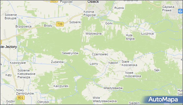 mapa Czarnowiec gmina Osieck, Czarnowiec gmina Osieck na mapie Targeo