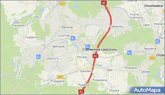 mapa Czerwionka-Leszczyny, Czerwionka-Leszczyny na mapie Targeo