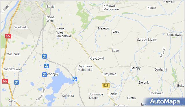 mapa Czerwony Dwór gmina Stary Targ, Czerwony Dwór gmina Stary Targ na mapie Targeo