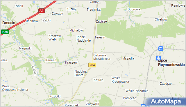 mapa Dąbrowa Mszadelska, Dąbrowa Mszadelska na mapie Targeo