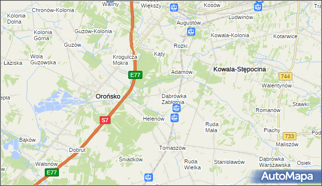 mapa Dąbrówka Zabłotnia, Dąbrówka Zabłotnia na mapie Targeo