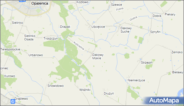 mapa Dakowy Mokre, Dakowy Mokre na mapie Targeo