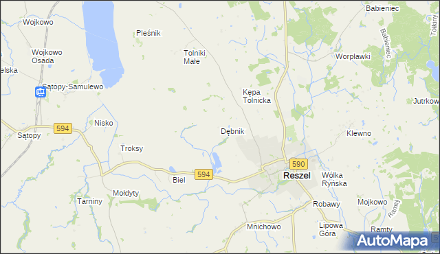 mapa Dębnik gmina Reszel, Dębnik gmina Reszel na mapie Targeo