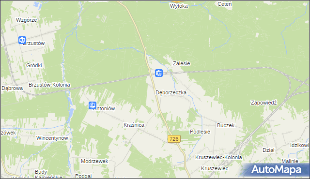 mapa Dęborzeczka, Dęborzeczka na mapie Targeo