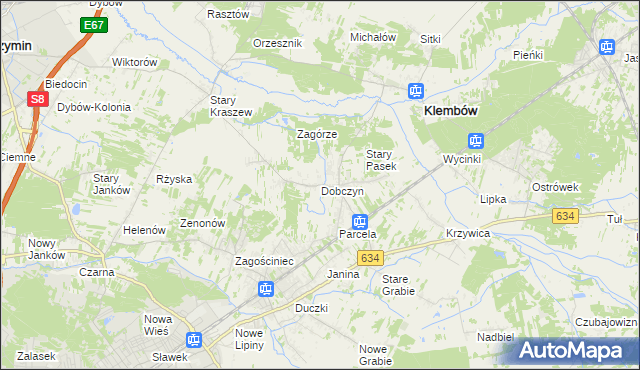 mapa Dobczyn gmina Klembów, Dobczyn gmina Klembów na mapie Targeo