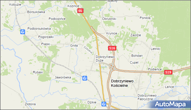 mapa Dobrzyniewo Duże, Dobrzyniewo Duże na mapie Targeo