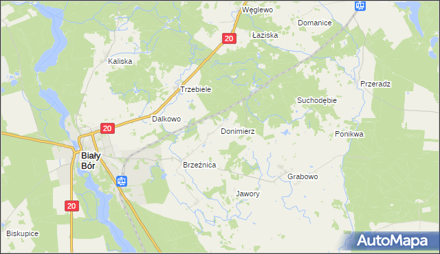 mapa Donimierz gmina Biały Bór, Donimierz gmina Biały Bór na mapie Targeo