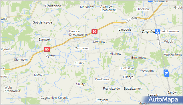mapa Drwalewice gmina Chynów, Drwalewice gmina Chynów na mapie Targeo