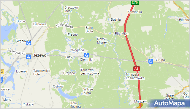 mapa Dubielno gmina Jeżewo, Dubielno gmina Jeżewo na mapie Targeo