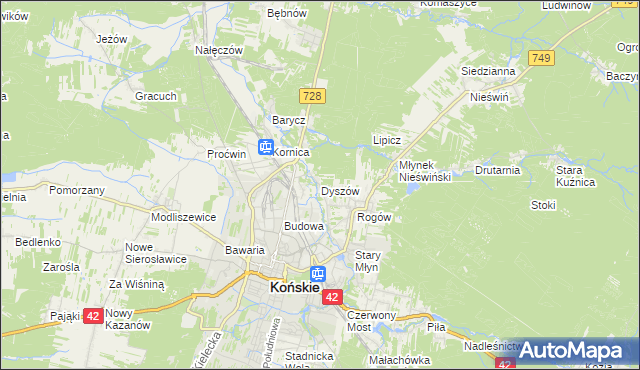 mapa Dyszów, Dyszów na mapie Targeo