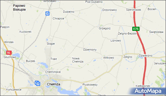 mapa Dziemiony, Dziemiony na mapie Targeo