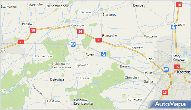 mapa Dzierżanów gmina Krotoszyn, Dzierżanów gmina Krotoszyn na mapie Targeo