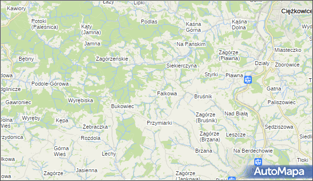 mapa Falkowa, Falkowa na mapie Targeo