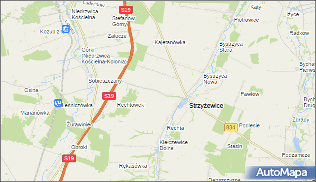 mapa Franciszków gmina Strzyżewice, Franciszków gmina Strzyżewice na mapie Targeo