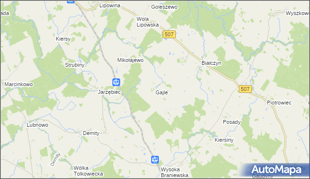 mapa Gajle, Gajle na mapie Targeo