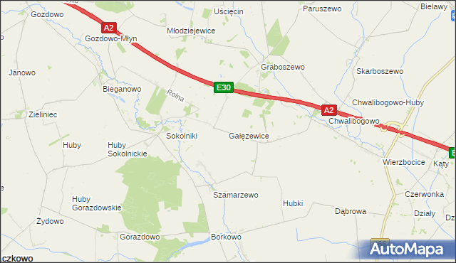 mapa Gałęzewice, Gałęzewice na mapie Targeo