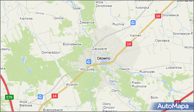 mapa Głowno, Głowno na mapie Targeo