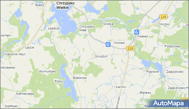 mapa Gnuszyn, Gnuszyn na mapie Targeo