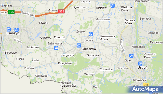 mapa Goleszów powiat cieszyński, Goleszów powiat cieszyński na mapie Targeo