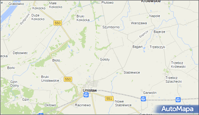 mapa Gołoty gmina Unisław, Gołoty gmina Unisław na mapie Targeo