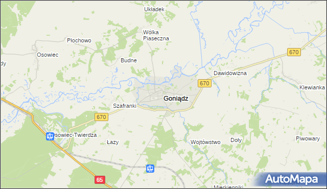 mapa Goniądz, Goniądz na mapie Targeo