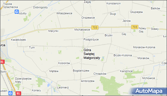 mapa Góra Świętej Małgorzaty, Góra Świętej Małgorzaty na mapie Targeo