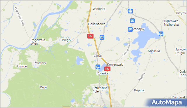 mapa Goraj gmina Sztum, Goraj gmina Sztum na mapie Targeo