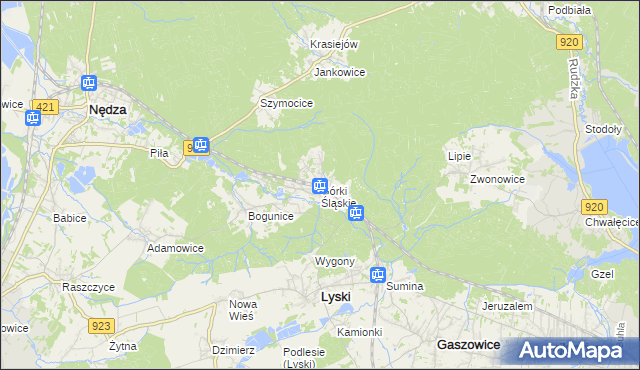 mapa Górki Śląskie, Górki Śląskie na mapie Targeo