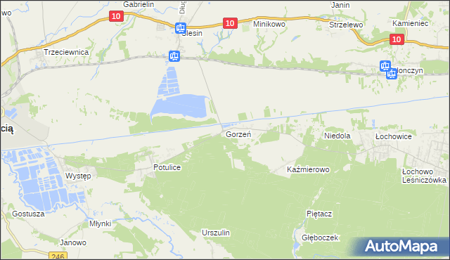 mapa Gorzeń gmina Nakło nad Notecią, Gorzeń gmina Nakło nad Notecią na mapie Targeo
