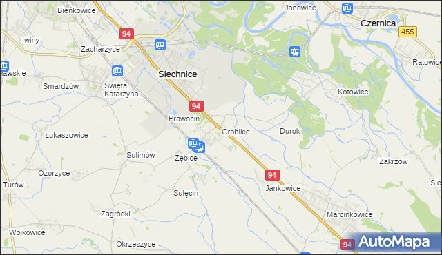 mapa Groblice, Groblice na mapie Targeo