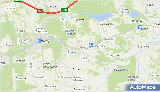 mapa Grodzisk gmina Mrozy, Grodzisk gmina Mrozy na mapie Targeo