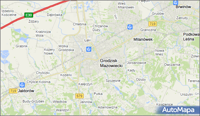 mapa Grodzisk Mazowiecki, Grodzisk Mazowiecki na mapie Targeo