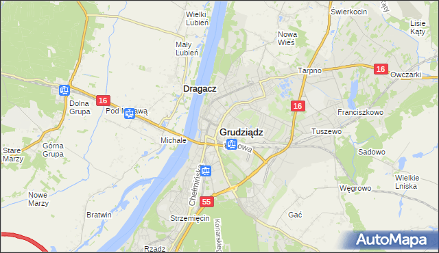 mapa Grudziądza, Grudziądz na mapie Targeo