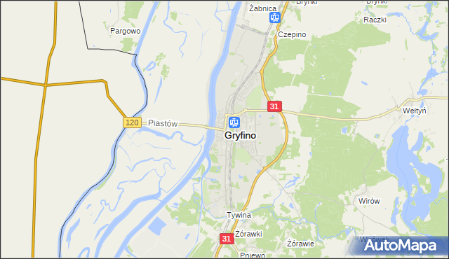 mapa Gryfino, Gryfino na mapie Targeo