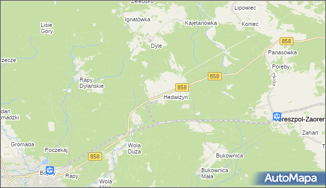 mapa Hedwiżyn, Hedwiżyn na mapie Targeo