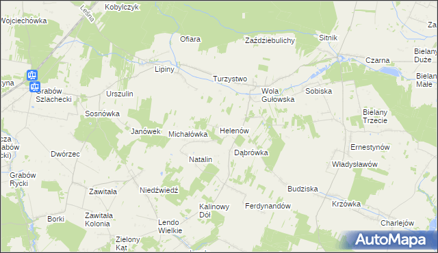mapa Helenów gmina Adamów, Helenów gmina Adamów na mapie Targeo