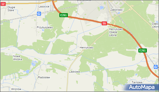 mapa Henrykowo gmina Święciechowa, Henrykowo gmina Święciechowa na mapie Targeo