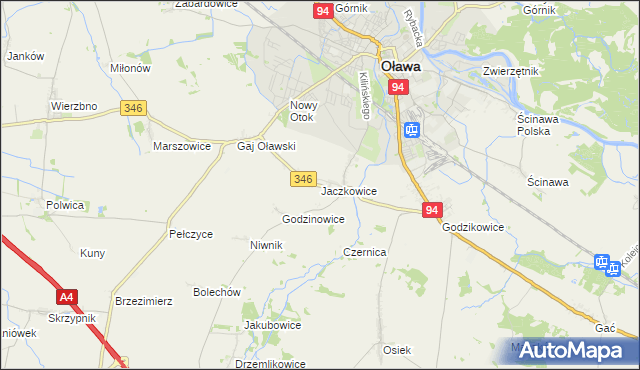 mapa Jaczkowice, Jaczkowice na mapie Targeo