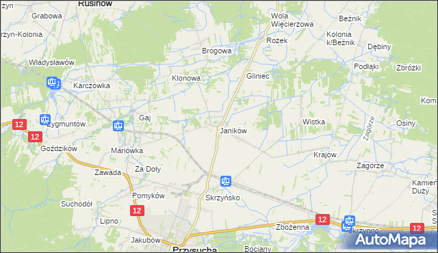 mapa Janików gmina Przysucha, Janików gmina Przysucha na mapie Targeo