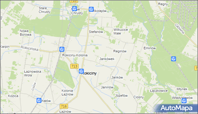 mapa Jankówek gmina Rokiciny, Jankówek gmina Rokiciny na mapie Targeo